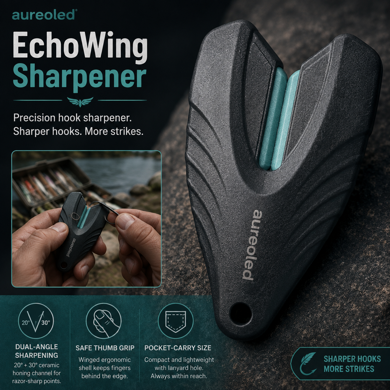 Aureoled™ EchoWing Pocket Hook Sharpener