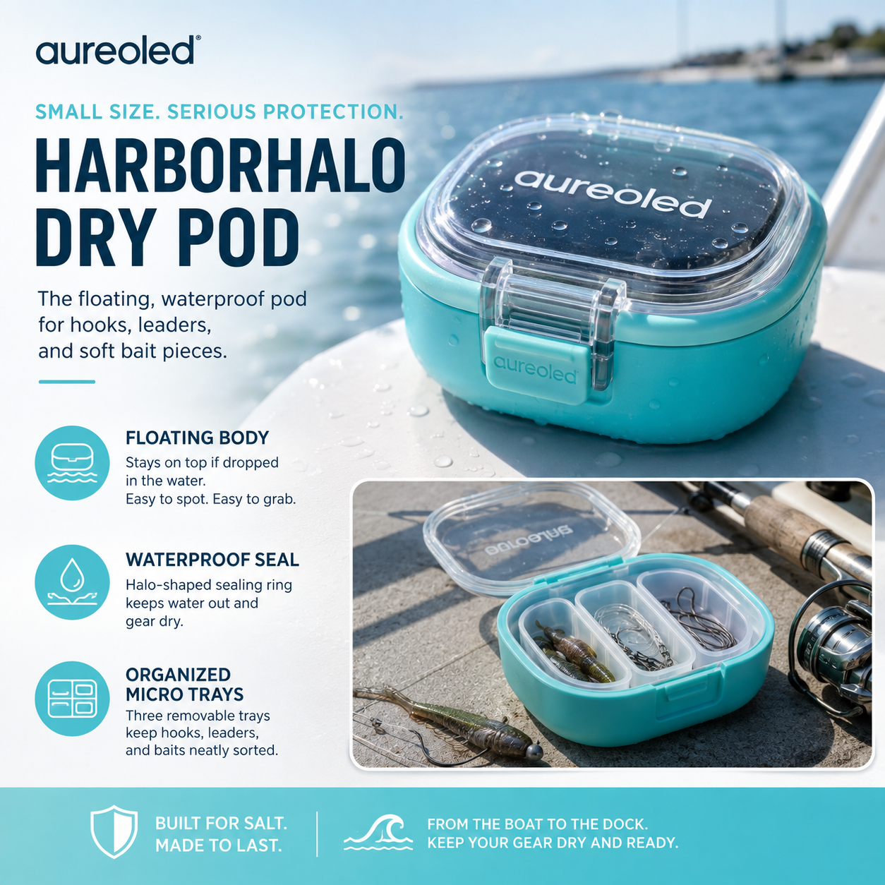 Aureoled™ HarborHalo Floating Waterproof Tackle Pod