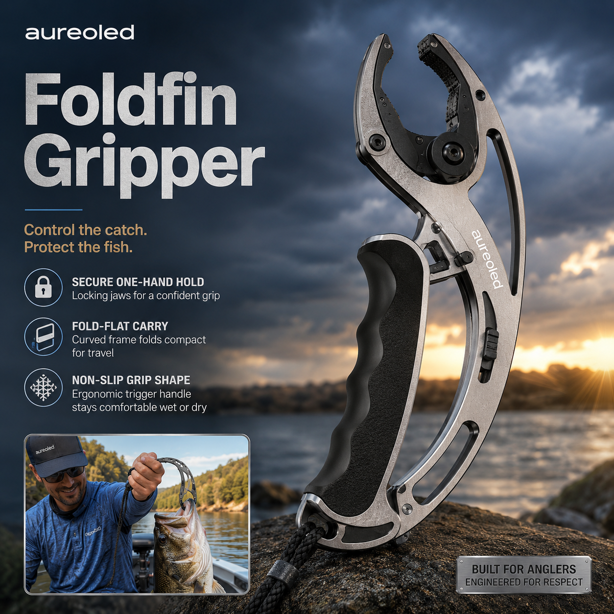 Aureoled™ Foldfin Collapsible Fish Gripper