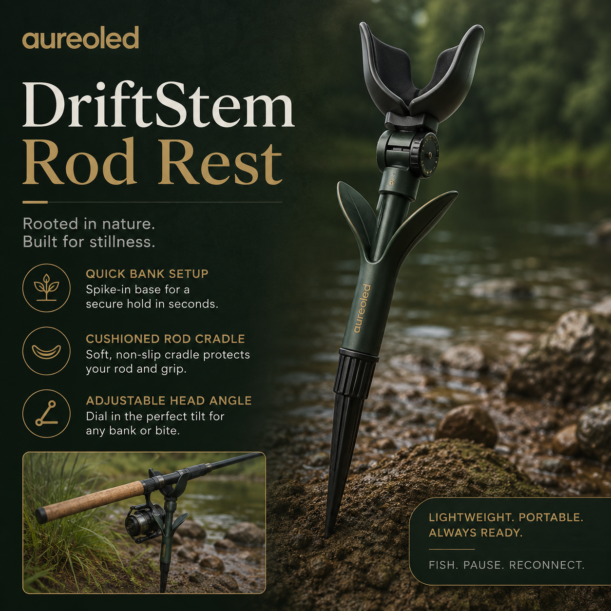 Aureoled™ DriftStem Adjustable Rod Rest