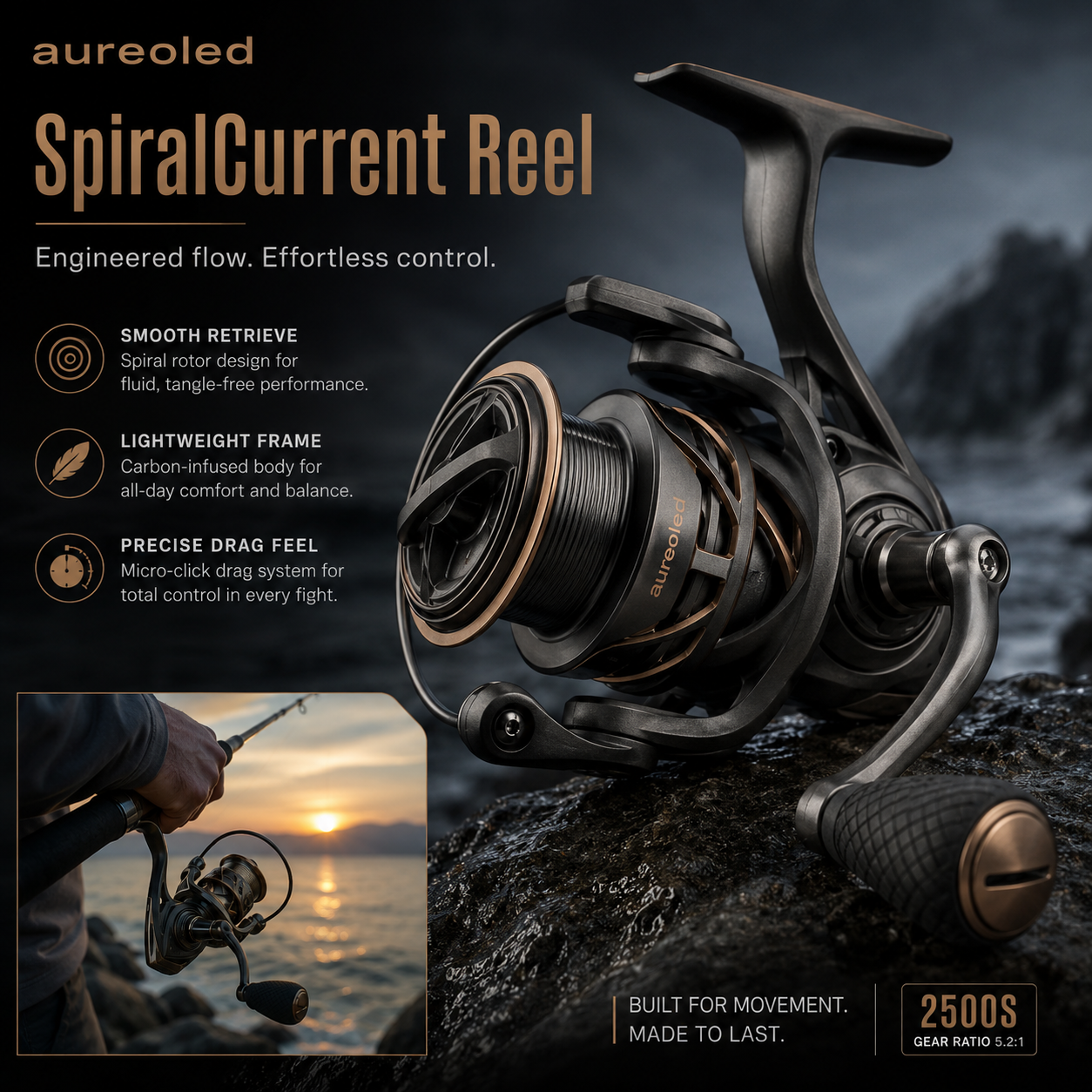 Aureoled™ SpiralCurrent Precision Spinning Reel