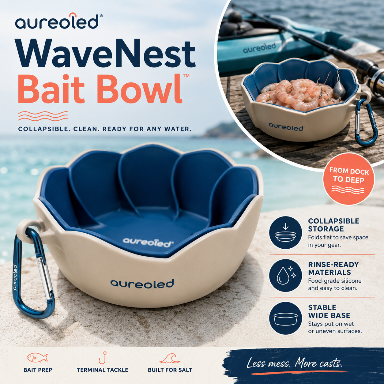 Aureoled™ WaveNest Collapsible Bait Bowl