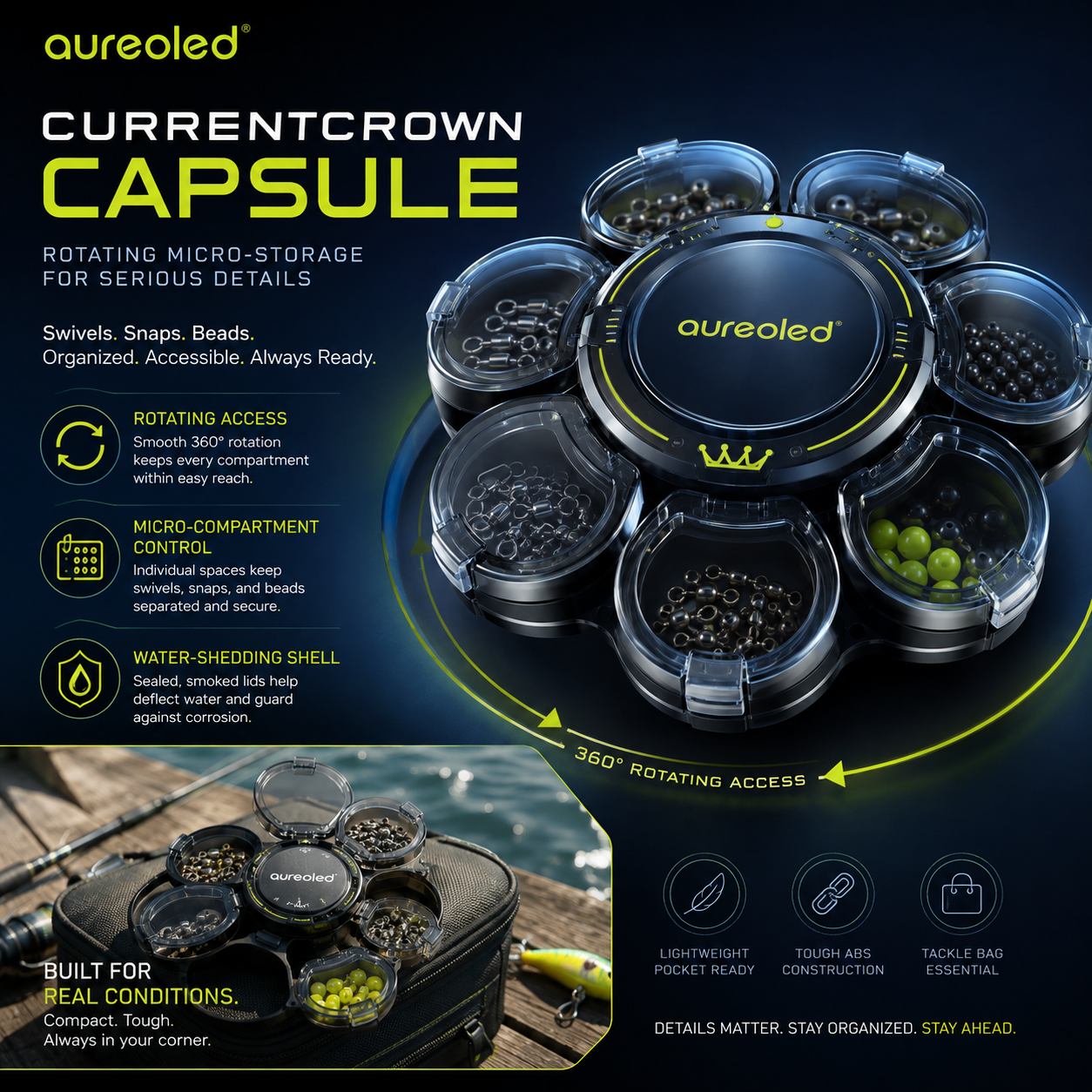 Aureoled™ CurrentCrown Rotary Tackle Capsule