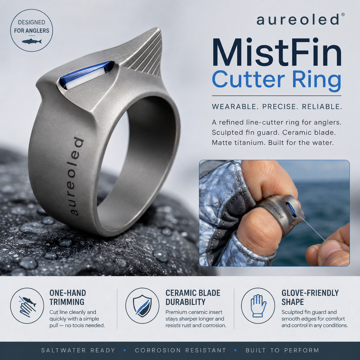Aureoled™ MistFin Wearable Line Cutter Ring