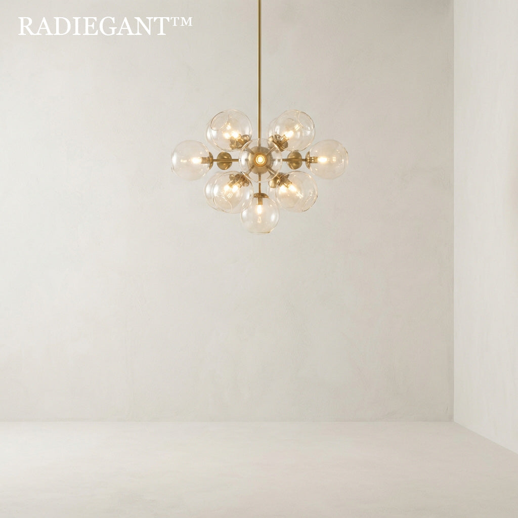 ✧Radiegant™ THE ASTRA-CORE MOLECULAR CHANDELIER "Light naturally seeks to expand. Rather than trapping it, we built a metallic nucleus that allows illumination to radiate outward in a perfect, symmetrical burst of clarity."